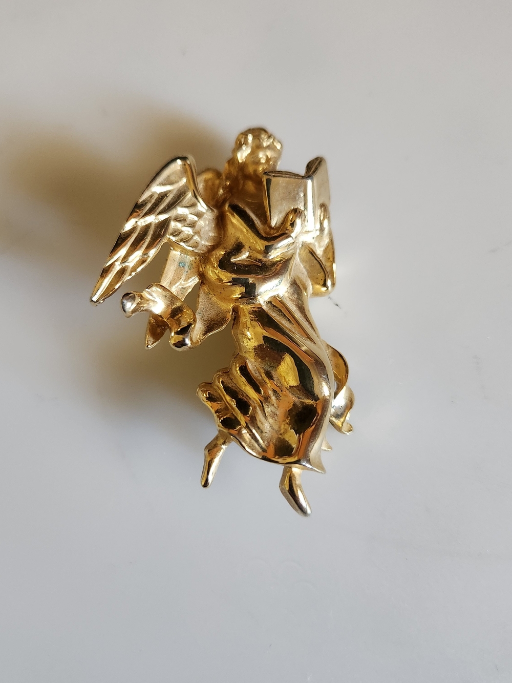 Large Gold Angel Brooch Pin